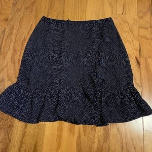 GB Navy and White Polka Dot Mini Skirt with Ruffle